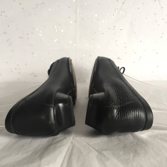 Via Spiga Black Pebbled Leather Lace up Kitten Heel Moccasin Shoe  Size 6 Ballet - Picture 11 of 12